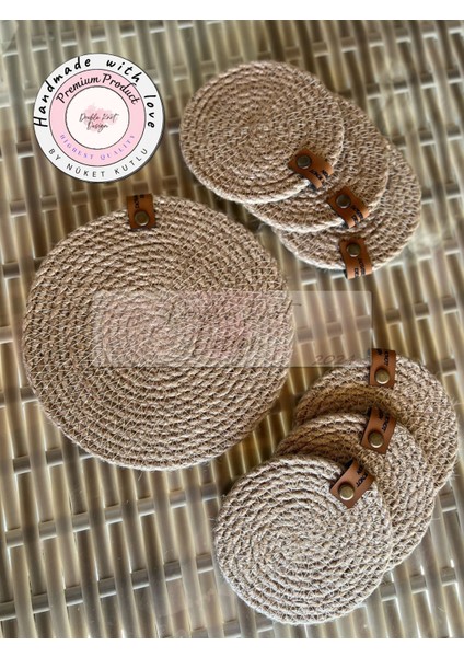 7 Prç Bardak Altlığı Set Tress Supla Jüt Hediyelik modelleri