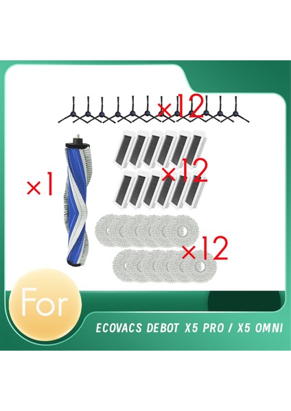 Ecovacs Için 37 Pcs X5 Pro / X5 Omni Süpürme Robot Aksesuarları Temizleyici Parçalar Değiştirme Ana Yan Fırça Mop Filtre Seti (Yurt Dışından)