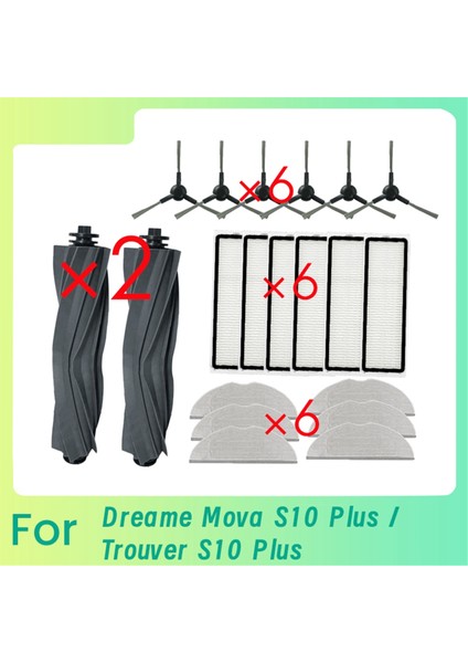 Dreame Mova S10 Için 20 Pcs Plus / Troiver S10 Plus Supping Robot Temizlik Parçaları Değiştirme Ana Yan Fırça Paspas Filtresi (Yurt Dışından)