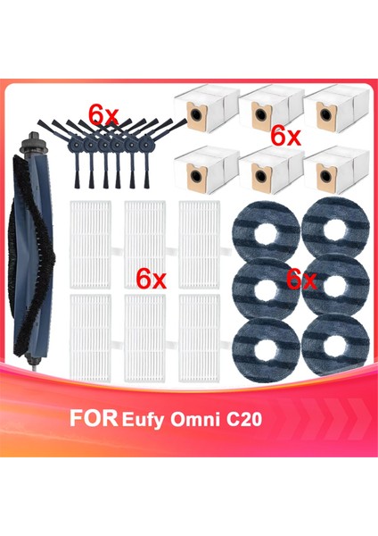 Eufy Omni C20 Aksesuarları Için Uyumludur Toz Çantası Hepa Filtre Silindir Yan Fırça Mop Bez Yedek Parçalar (Yurt Dışından)