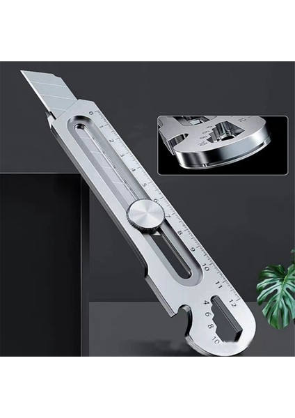 6 Arada 1 Çok Fonksiyonlu Paslanmaz Çelik Yardımcı Bıçak Kuyruğu Molası Tasarımı/cetvel/şişe Açıcı Geri Çekilebilir Kutu Kesici (Yurt Dışından) fiyatları