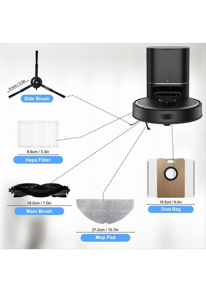 Tp-Link Tapo RV30MAX Elektrikli Süpürge Sarf Malzemeleri Ana Yan Fırça (Yurt Dışından) modelleri