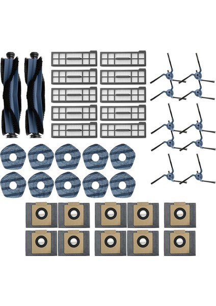 Eufy X10 Pro Omni Yedek Parçalar Aksesuarlar Silindir Yan Fırça Filtreleri Paspas Bez Toz Torbaları (Yurt Dışından)