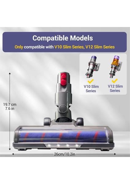 Dyson V12 Için Yedek Fırça Kafası Slim ve V10 Slim Serisi, LED Aydınlatma Yedek Zemin Fırçasıyla (Yurt Dışından) fiyatları