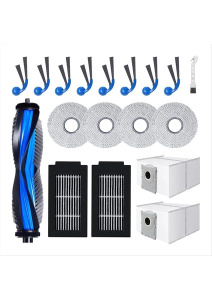 18 Adet Yedek Parça Ecovacs Deebot T30C Omni ve T30C Pro Omni Elektrikli Süpürge Ana Fırça Paspas Pedleri Toz Torbası Yan Fırçalar (Yurt Dışından)