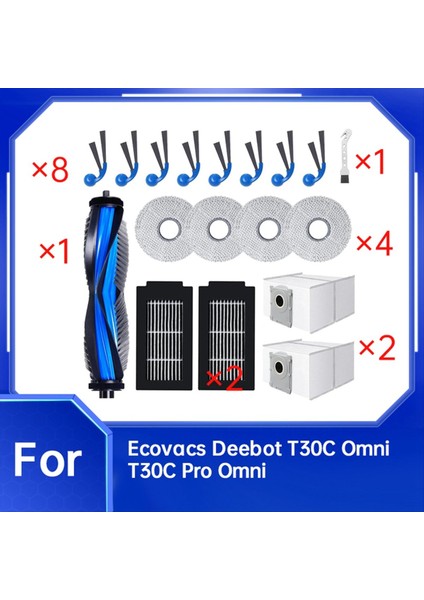 18 Adet Yedek Parça Ecovacs Deebot T30C Omni ve T30C Pro Omni Elektrikli Süpürge Ana Fırça Paspas Pedleri Toz Torbası Yan Fırçalar (Yurt Dışından) fiyatları