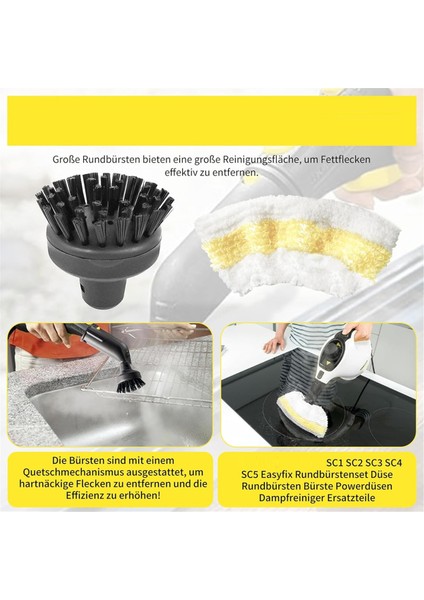 Karcher Için Easyfix Sc1 Sc2 Sc3 Sc4 Sc5 Aksesuarları Yuvarlak Fırça Set Set Yuvarlak Fırçalar Fırça Buhar Temizleyici Parçaları (Yurt Dışından) fırsatları
