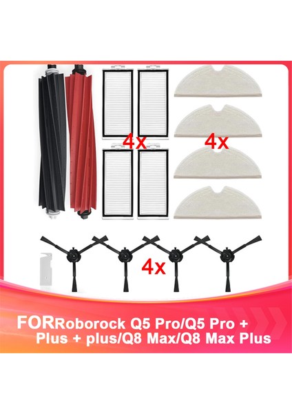 Roborock Q5 Pro/q5 Pro +Plus/q8 Max/q8 Max Plus Robot Vakum, Ana Fırça, Mop Bezi Için Aksesuar Kiti Yedek Parçaları (Yurt Dışından)