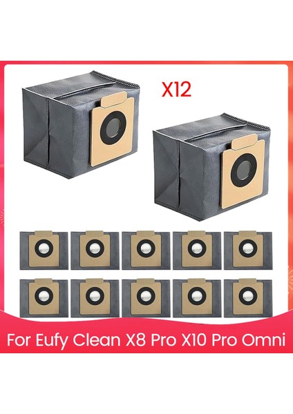 12 Paket Yedek Toz Torbaları Eufy Temiz X8 Pro X10 Pro Omni Robot Vakum Torbaları (Yurt Dışından)
