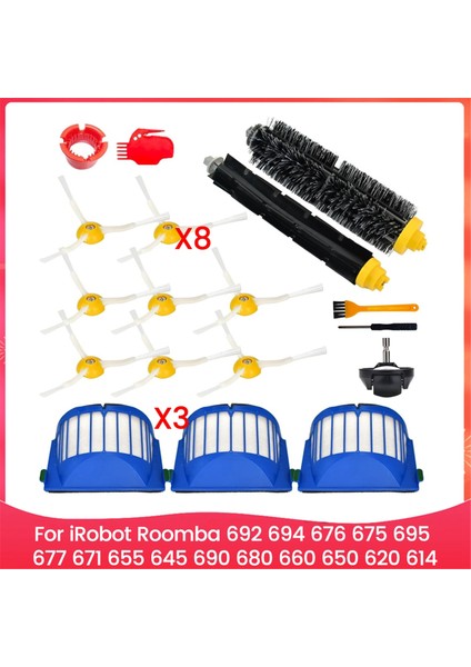 Irobot Roomba Için Yedek Parçalar 692 694 676 675 695 677 671 655 645 690 680 660 620 614 Vakum Fırça Filtreleri (Yurt Dışından)