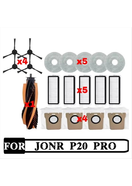 Jonr P20 Pro / T5 Pro Robot Için Vakum Temizleyici Aksesuarları Ana Yan Fırça Hepa Filtreleri Paspas Bezi Yedek Parçaları (Yurt Dışından) fiyatları