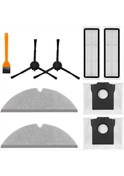 9 Adet Yan Fırçalar Hepa Filtreler Paspas Bezleri Toz Torbaları Dreame D20 Artı Elektrikli Süpürge Yedek Parçaları (Yurt Dışından)