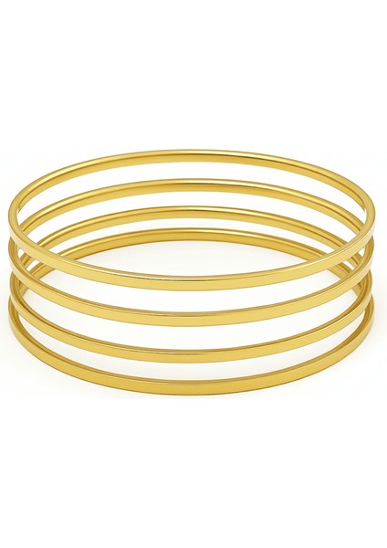 Kadın Çelik Ajda Bileklik - 4 Lü Model - Altın Renk