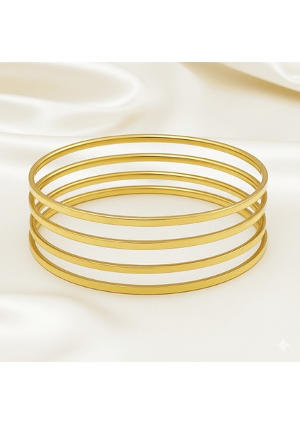 Kadın Çelik Ajda Bileklik - 4 Lü Model - Altın Renk fırsatları