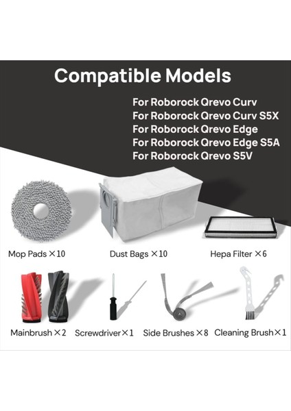 Roborock Qrevo Curv/curv S5X/EDGE/S5V Robotlu Süpürge Yedek Parçaları Için Aksesuar Kiti (Yurt Dışından) fırsatları