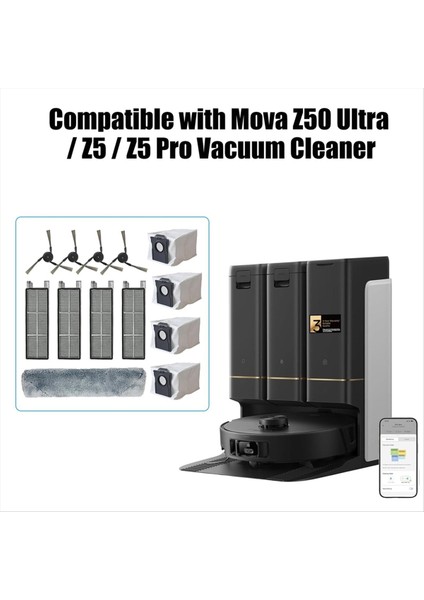 Yedek Parça Kitleri Mova Z50 Ultra/z5/z5 Pro Ultra Robotlu Süpürge Rulo Paspas Pedi Yan Fırça Filtresi Toz Torbası (Yurt Dışından) fiyatları