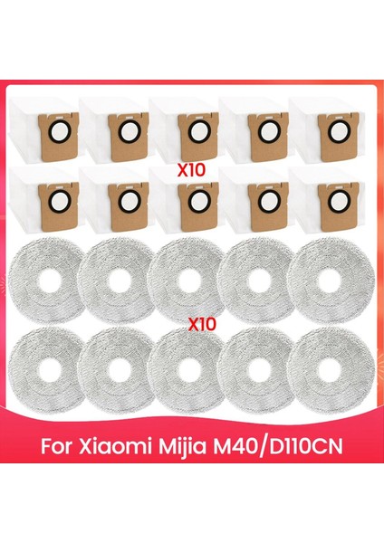 20PCS Vakum Toz Torbası ve Paspas Bezi Xiaomi Mijia M40 D110CN Vakum Süpürge Yedek Parçaları (Yurt Dışından)