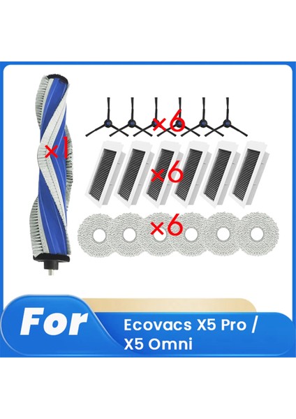Ecovacs Için 19 Pcs X5 Pro / X5 Omni Süpürme Robot Aksesuarları Temizleyici Parçalar Değiştirme Ana Yan Fırça Pas Filtre Seti (Yurt Dışından)