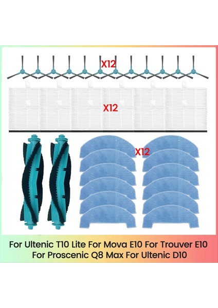 Ultenik T10 Lite, Mova E10, Trıper E10 Proscenic Q8 Max Ultenik D10 Vakum Süpürge Parçaları Ana Yan Fırça Filtre Mop (Yurt Dışından)