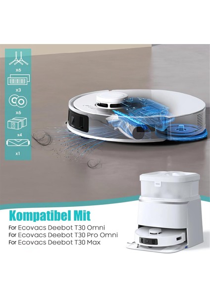 Ecovacs Deebot T30 Pro Omni / T30 Omni / T30 Omni / T30 Maks Vakum Ana Yan Fırça Hepa Filtre Mop Bez Toz Torbaları (Yurt Dışından) fiyatları