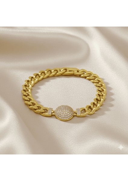 Kadın Tam Tur Xuping Bileklik - Gurmet Model - Beyaz Zirkon Taşlı - Altın Renk fırsatları