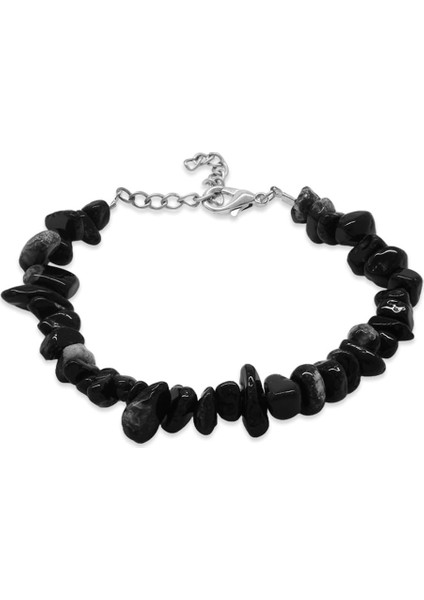 Metal Zincirli Natural Kesim Süleyman Akik Doğaltaş Kadın Bileklik