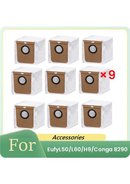 Eufy L50/L60/H9/CONGA 8290 Sweeper Aksesuarları Için 9 Pcs Toz Torbaları, Iyi Çalışacak ve Iyi Çalışmak Için Yapılmış (Yurt Dışından)