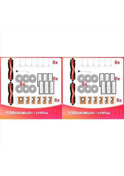 Xiaomi X20+ /X10+ Robotlu Süpürge Için 2 Takım Aksesuar Seti Ana Fırça Paspas Pedi Toz Torbaları Yan Fırça Filtreleri (Yurt Dışından)