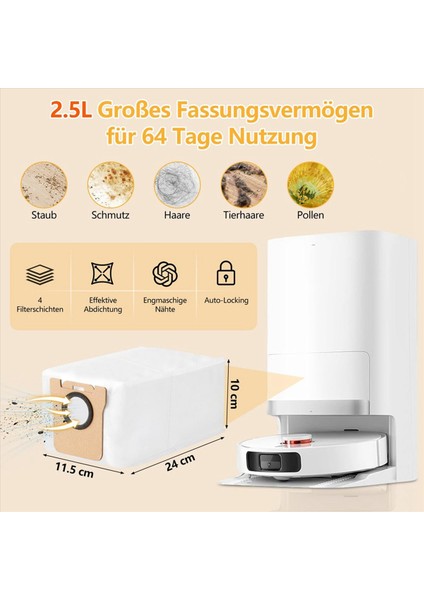 Xiaomi X20+ /X10+ Robotlu Süpürge Için 2 Takım Aksesuar Seti Ana Fırça Paspas Pedi Toz Torbaları Yan Fırça Filtreleri (Yurt Dışından) modelleri