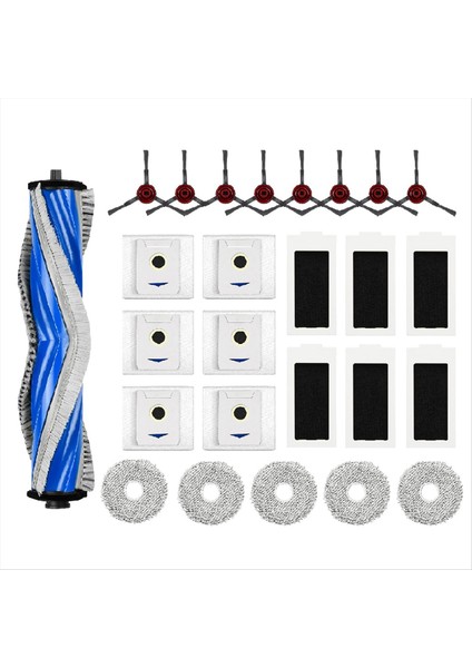 Ecovacs Deebot T30 Omnı / T30 Pro Omni Robot Vakum Süper Set Roller Fırça Filtreleri Kumaşları Yan Fırçalar Toz Torbaları (Yurt Dışından)
