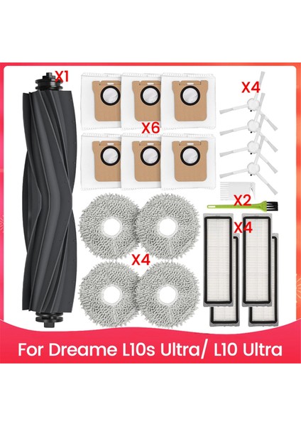 Dream L10S Ultra/ L10 Ultra, Yedek Parçalar Ana Yan Fırçalar Hepa Filtreler Mop Bez Toz Torbaları (Yurt Dışından)