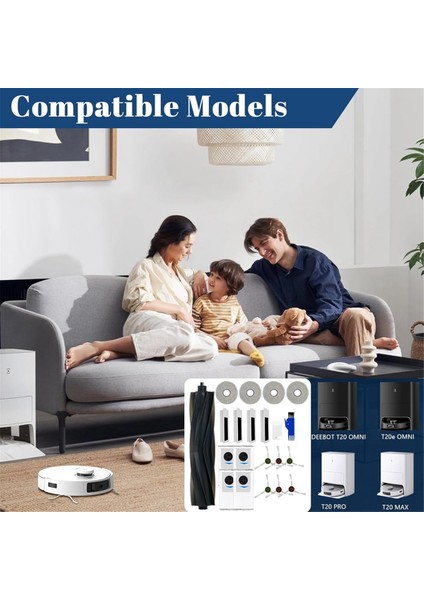 Ecovacs Deebot T20 Omnı / T20E Omnı / T20 Pro Omni / T20 Max Ana Yan Fırça Hepa Filtre Mop Bez Toz Çantaları (Yurt Dışından) modelleri