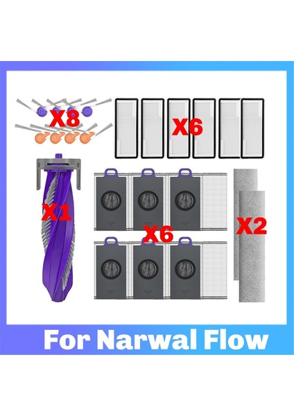 Narwal Flow Aksesuarları Ana Fırça Hepa Filtre Toz Torbası Paspas Bezi Yedek Parça (Yurt Dışından) fırsatları