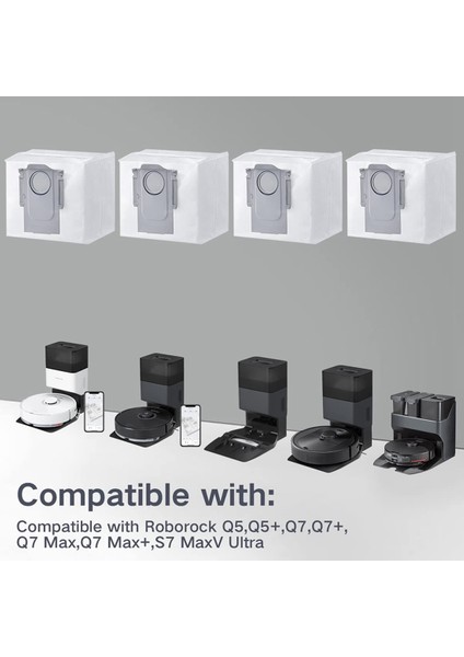 Roborock Q5+ S7 Maxv Ultra Robot Vakum, 3l Büyük Kapasiteli Acuum Torbası Uyumlu (4pcs) Için Toz Torbası (Yurt Dışından) indirimleri