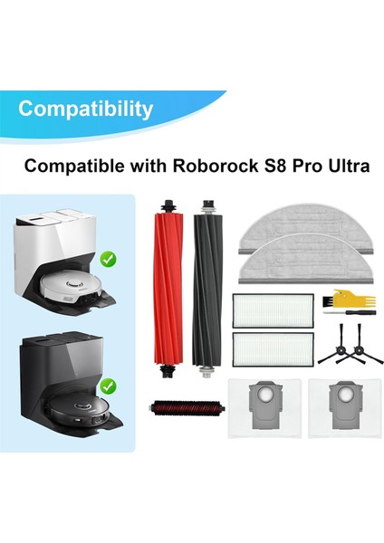 Roborock S8 Pro Ultra Için Ana Fırça Filtre Yan Fırça Torbası Paspas Ped Yedek Parçaları (Yurt Dışından) indirimleri