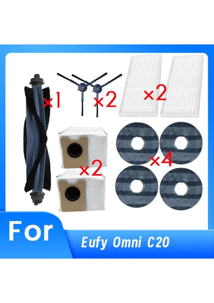 Eufy Omni C20 Vakum Süpürge Aksesuarları Temizlik Parçaları Değiştirme Ana Yan Fırça Paspas Filtre Toz Çantaları (Yurt Dışından)