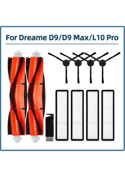 Dream D9 / D9 Max / L10 Pro / Troiver Lds Finder Rls3 Parça Silin Yan Fırçası Hepa Filtre Yedek Parçaları (Yurt Dışından)