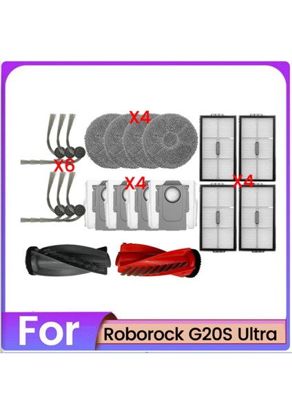 20 Adet Fırça Toz Torbası Paspas Bezi ve Filtre Kiti Roborock G20S Ultra Vakum Temizleyici Aksesuarları Yedek Parçalar (Yurt Dışından)