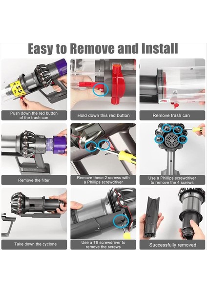 Uzun Siklon Bölme Kutusu Koşucu Dyson V10 V11 SV12 SV14 Elektrikli Süpürge Motorhead Yedek Parçalar 969835-01 (Yurt Dışından) fırsatları