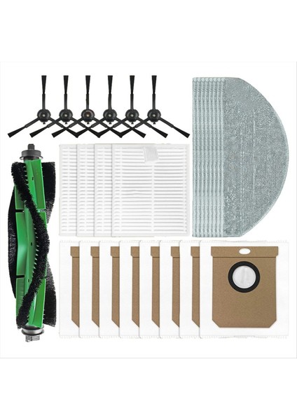 Conga 8490 ULTIMATE/7490 Ultimate Vakum Parçaları Ana Silindir Yan Fırça Toz Torbası Paspas Bezi Pedleri Filtre Hepa (Yurt Dışından)