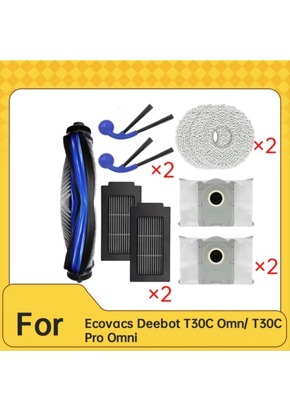 Ecovacs Deebot T30C Omni ve T30C Pro Omni Elektrikli Süpürge Ana Fırça Paspas Pedleri Toz Torbası Yan Fırçalar Için 9 Adet Yedek Parça (Yurt Dışından) fırsatları