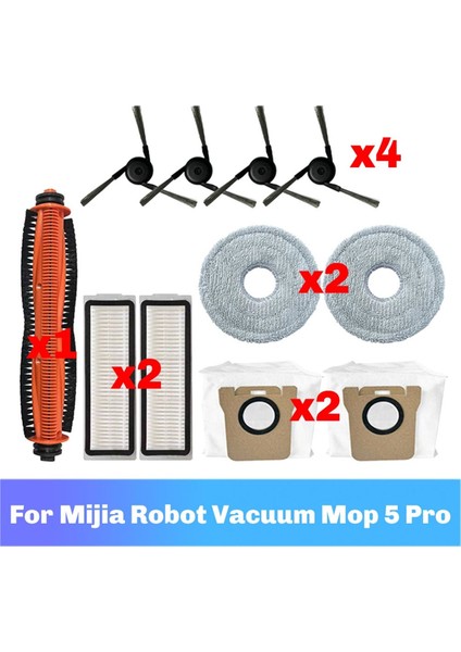 Uyumlu Mijia Robot Vakum Paspas 5 Pro Aksesuarları Ana Fırça Filtresi Toz Torbası Paspas Bezi Yedek Parça Kiti (Yurt Dışından) fırsatları