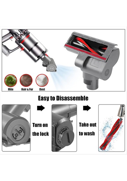 Dyson Vakum Temizleyici Aksesuarları Için V6 Dc V7 V8 V11 V11 Elektrikli Fırça Başı Akar Çıkarma Emme Kafası (Yurt Dışından) fırsatları