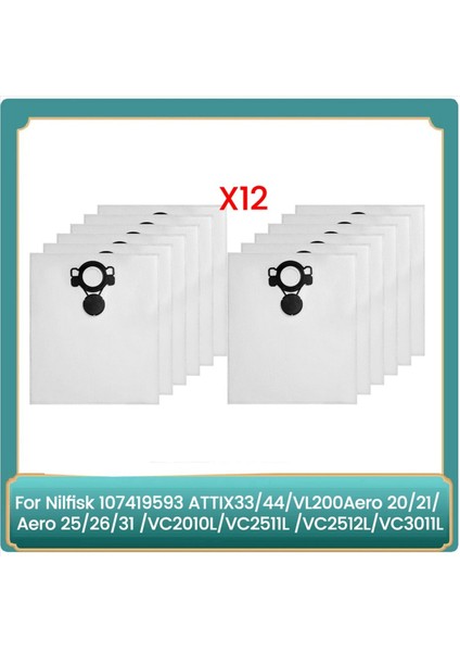 Nilfisk 107419593 ATTIX33/44 VL200AERO 20/21 Aero 25/26/31 VC2010L/VC2511 Elektrikli Süpürge Parçaları Için 24 Adet Toz Torbaları (Yurt Dışından) fiyatları