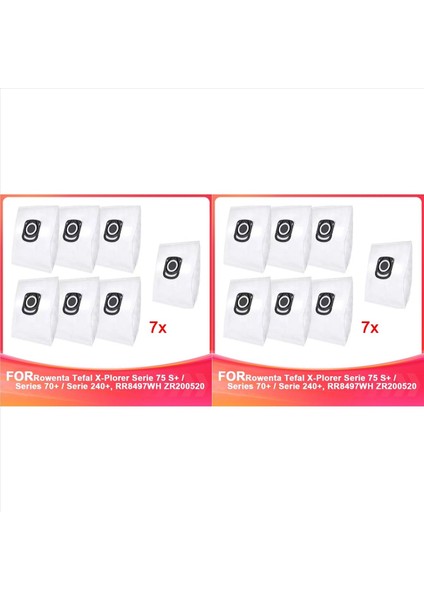 Rowenta Tefal X-Plorer Serie 75 S+ / Series 70+ / Serie 240+ Için 14X RR8497WH ZR200520 Toz Torbası (Yurt Dışından)