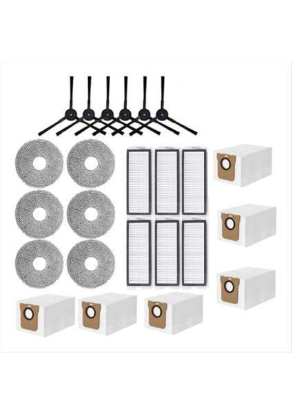 24 Adet Jonr P20 Pro/t5 Pro Robotlu Süpürge Parçaları Yedek Yan Fırça Hepa Filtre Paspas Bezi Toz Torbası (Yurt Dışından)