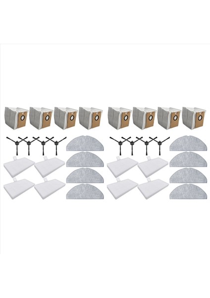 8x Tp-Link Tapo RV30 Max Plus / RV20 Max Plus / RV30 Max / RV20 Max Parçaları Toz Torbası Hepa Filtre Yan Fırça Paspas Bezi (Yurt Dışından)