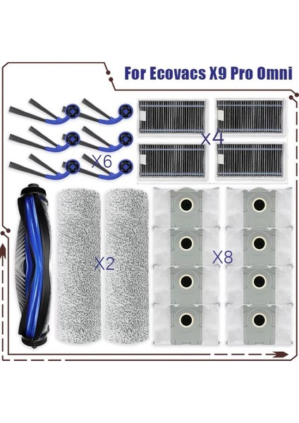 Ecovacs X9 Pro Omni Yedek Parça Ana Fırça Hepa Filtre Rulo Paspas Toz Torbası Yedek Parça Aksesuarları (Yurt Dışından) fiyatları