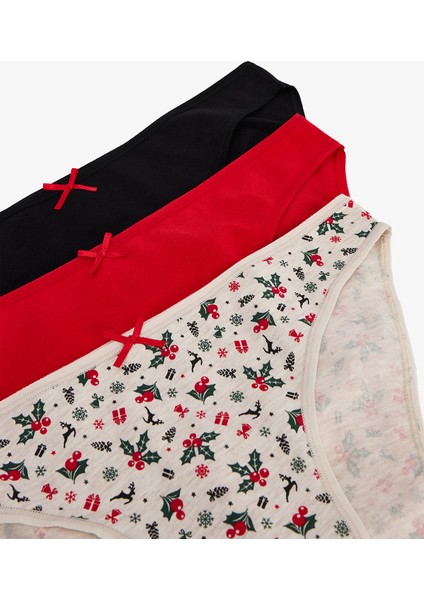 Çok Renkli Happy Deers 3lü Slip Külot