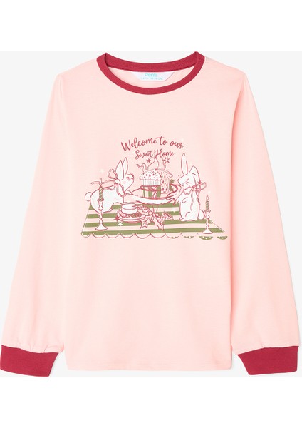 Kız Çocuk Friendmass Yiyecek Desenli Uzun Kollu Pamuklu 2'li Pijama Takımı